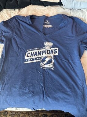 Fanatics Blue Tampa Bay Lightning 2021 Champions V-Neck Tee